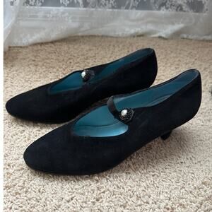 Thierry Rabotin Black Suede Heels Made in Italy 40